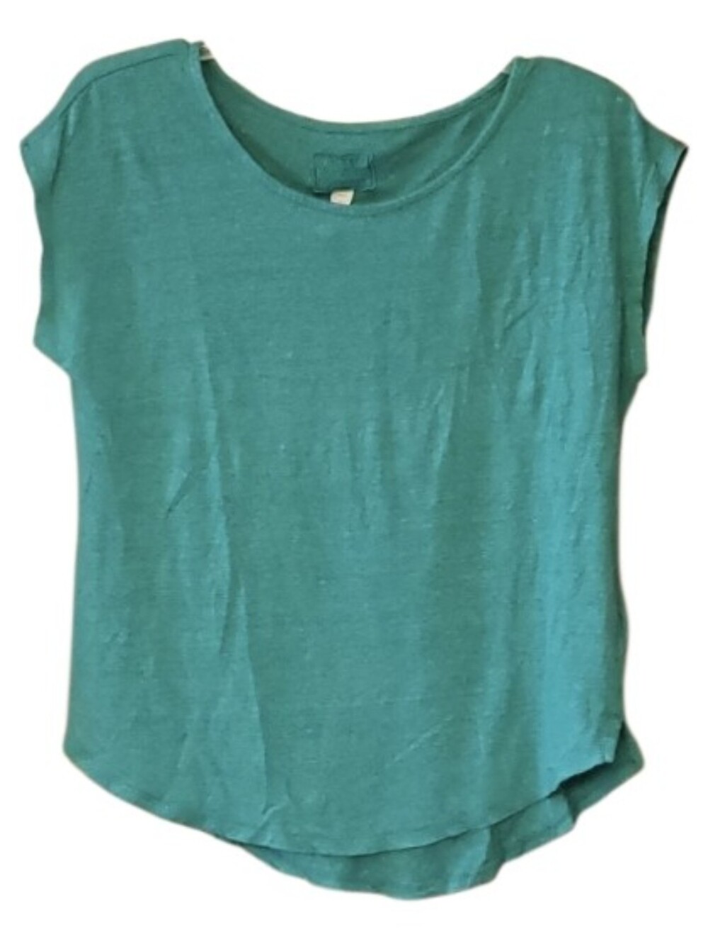 Sigrid Olsen Green 100% Linen Short-Sleeve Women's Top